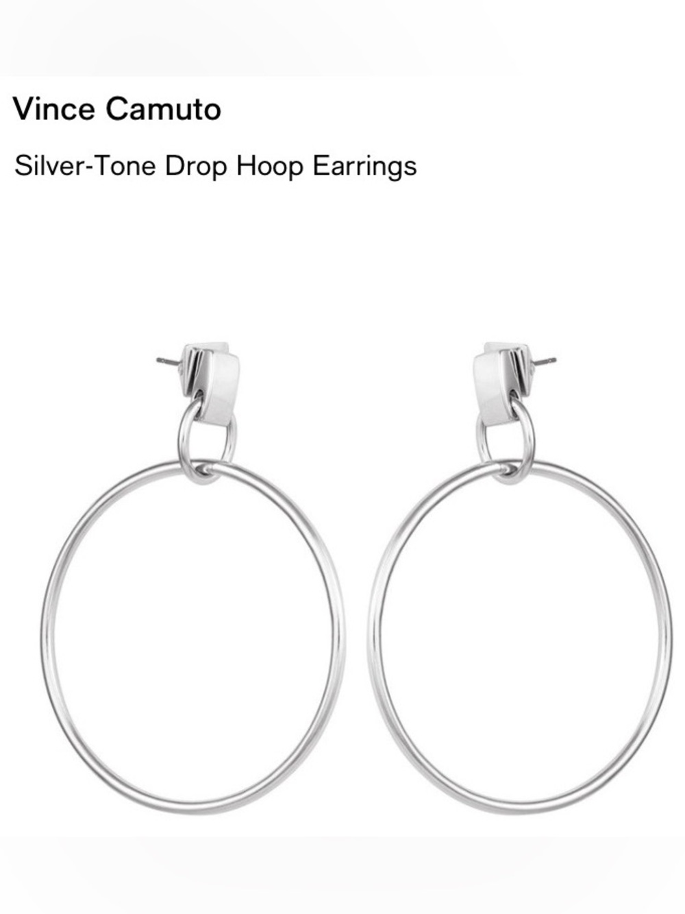🚨Sale🚨 NWT Vince Camuto Polished Silver Open Hoop Drop Earrings